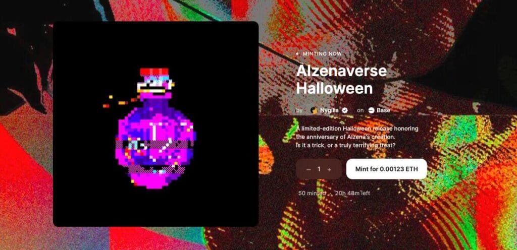 Nygilia is set to release her latest collection of NFTs, the "Alzenaverse Halloween" series, on the Rarible platform.