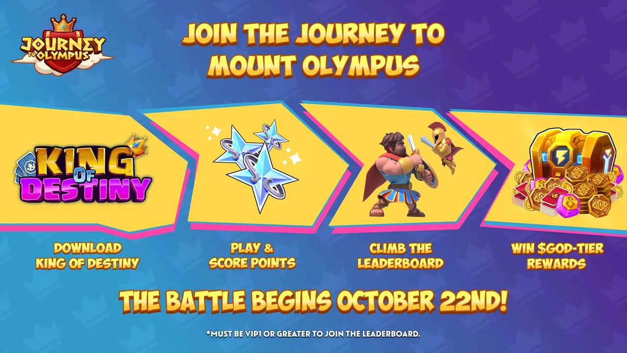 InfiniGods Debut $GOD Token Event in King of Destiny - Journey to Olympus