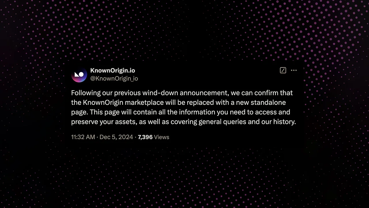 KnownOrigin Closure - Statement