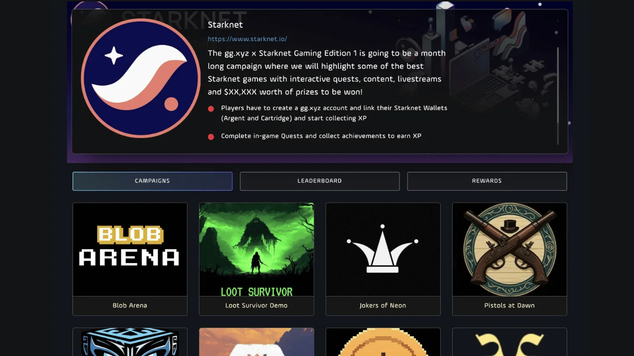 Starknet x gg.xyz Gaming Edition One Launches with $100K in Prizes